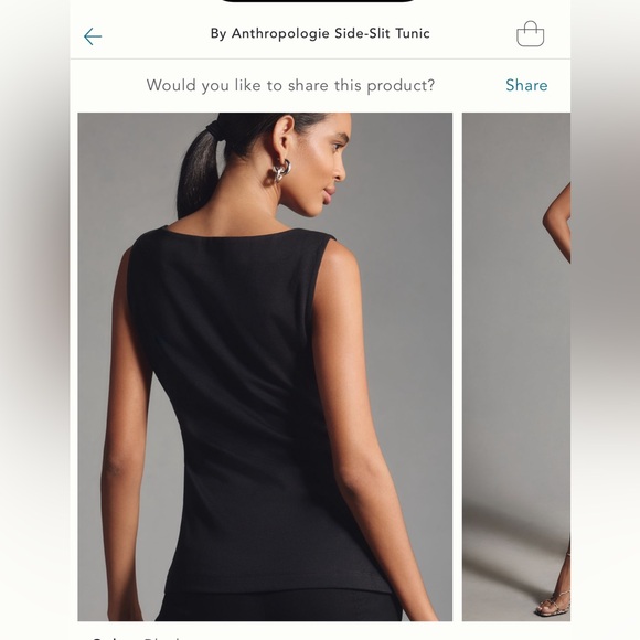 Anthropologie - never worn - sleeveless - side slit - tailored Black Top - Picture 12 of 12